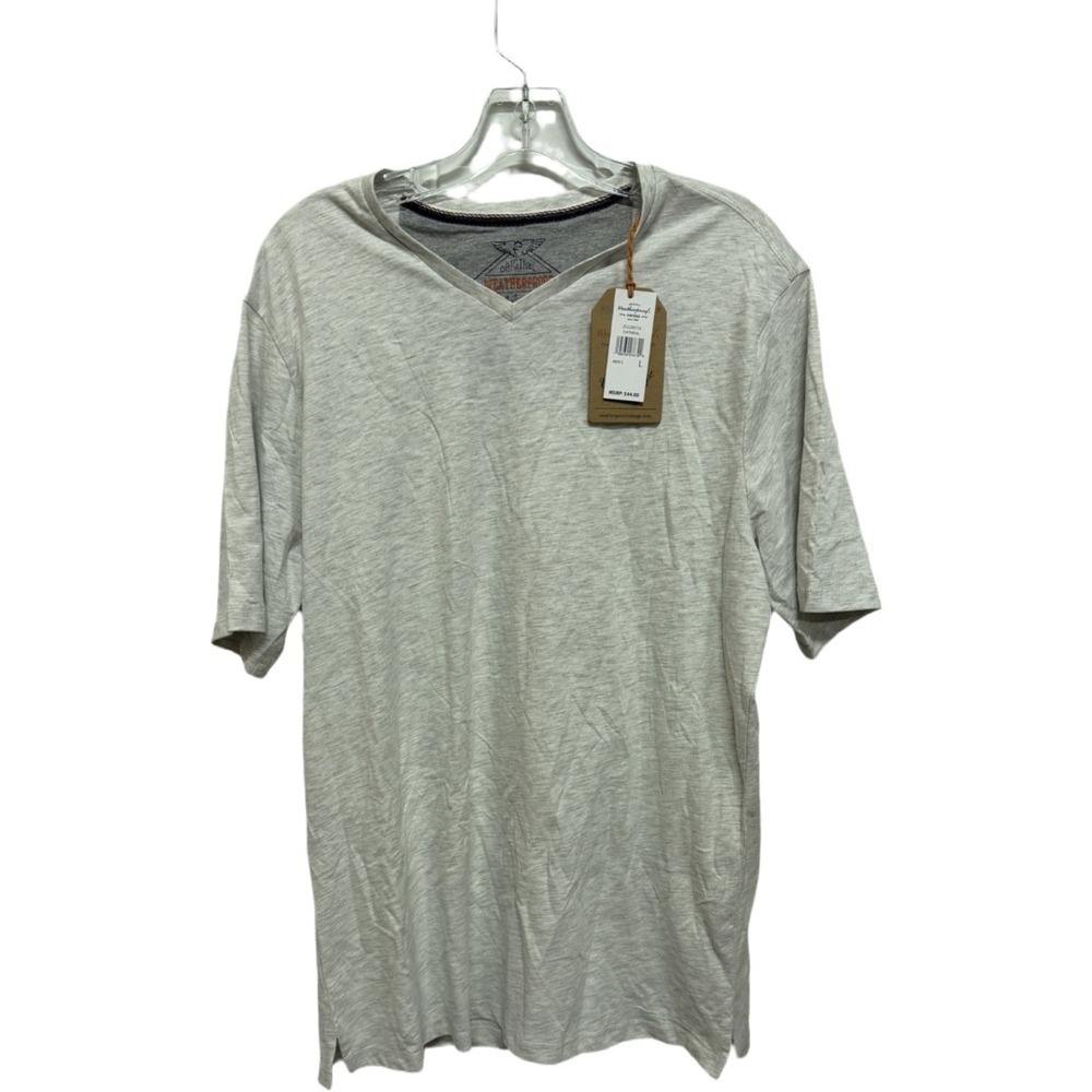 Weatherproof Mens VNeck NWT Short Sleeve Oatmeal Gray Size Large Basics